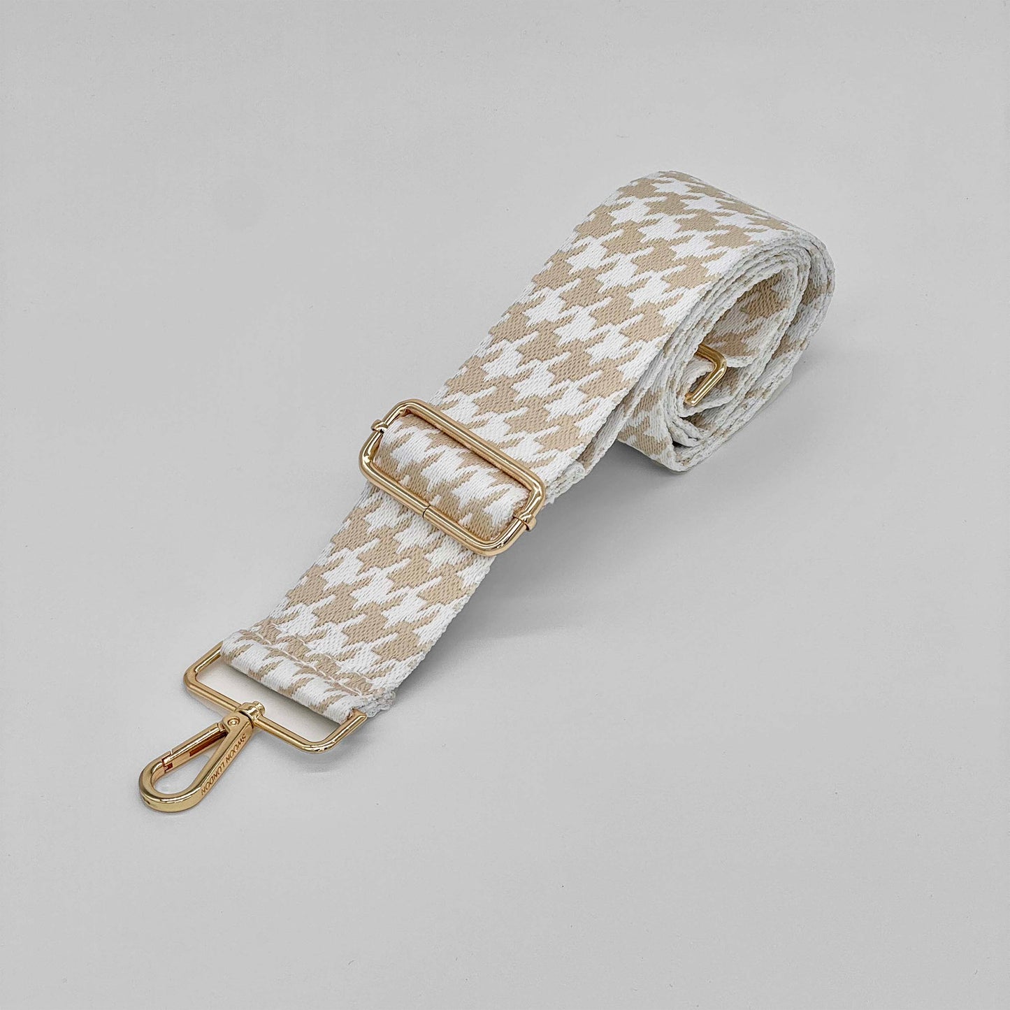 Beige Neutral Houndstooth Bag Strap - Swoon London