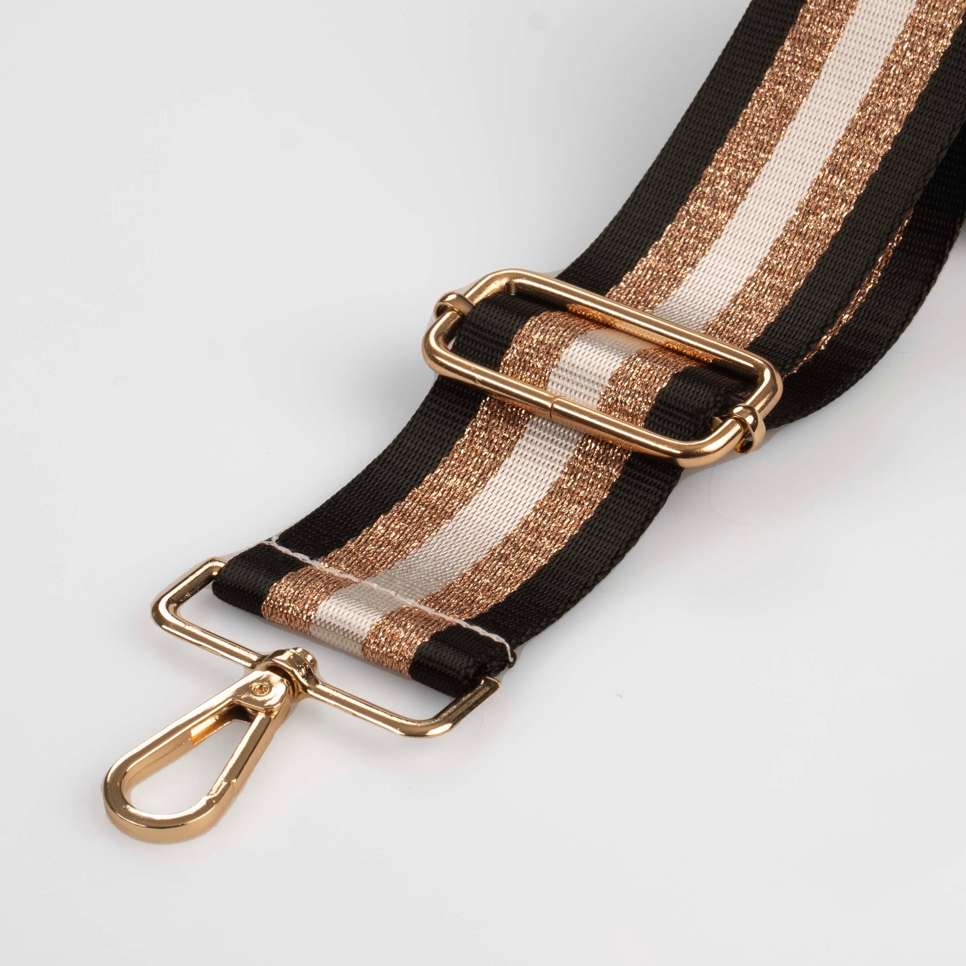 Black & Gold Metallic Stripe Bag Strap by Swoon London