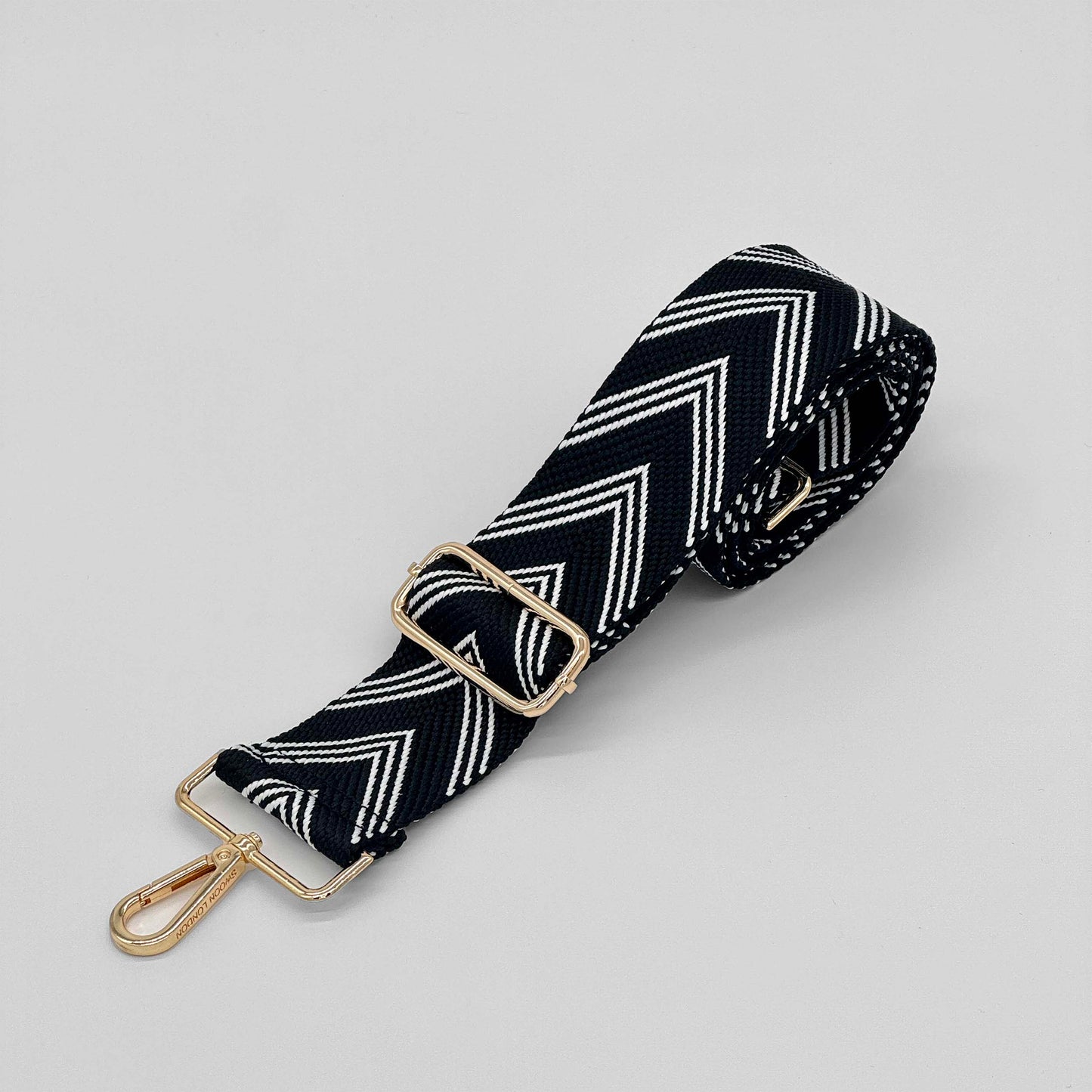 Black & White Herringbone Bag Strap