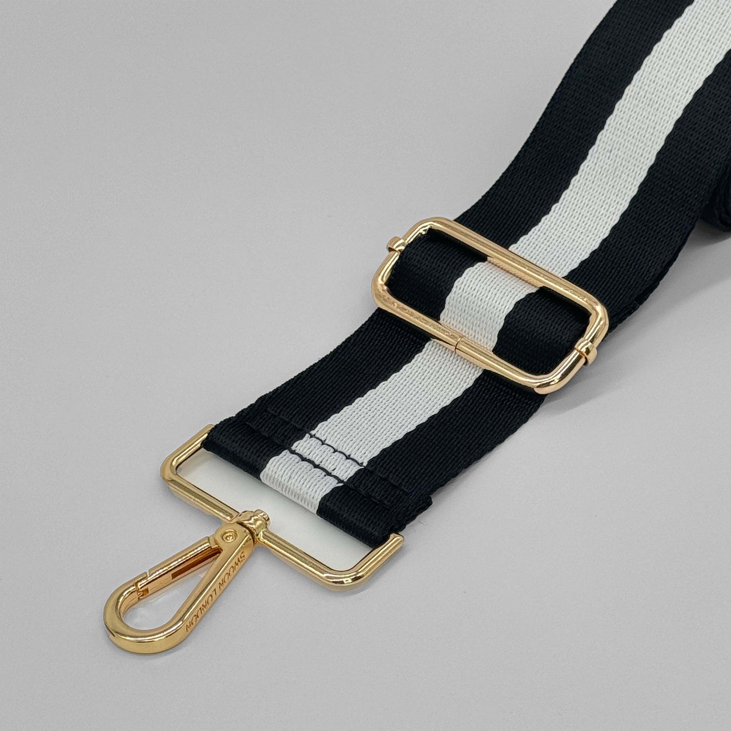 Black & White Stripe Bag Strap - Close Up
