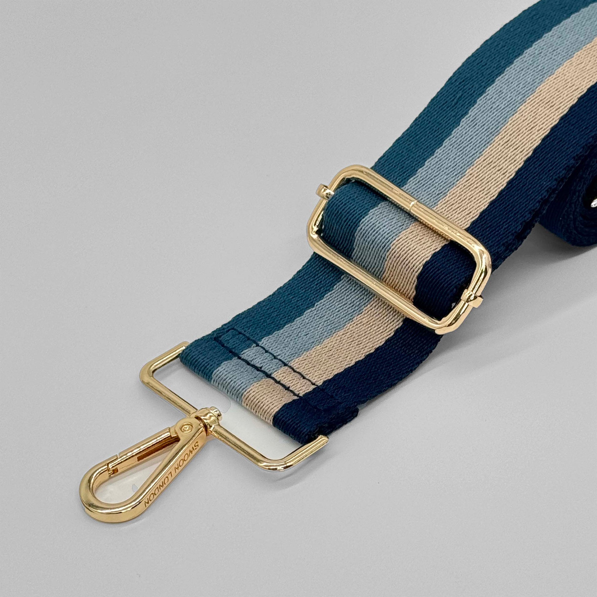 Blue Tones Stripe Bag Strap - Close Up