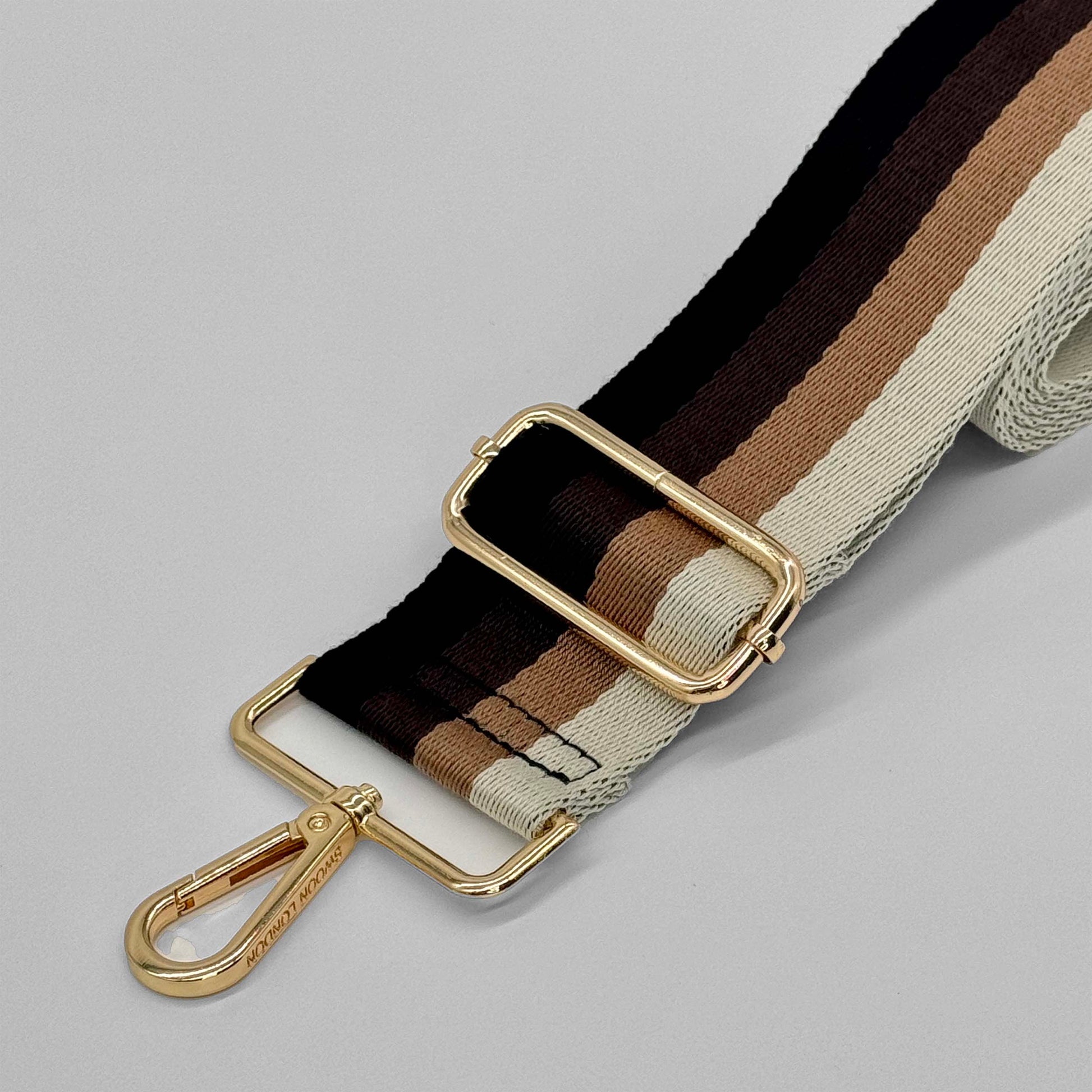Brown Tones Stripe Bag Strap - Close Up
