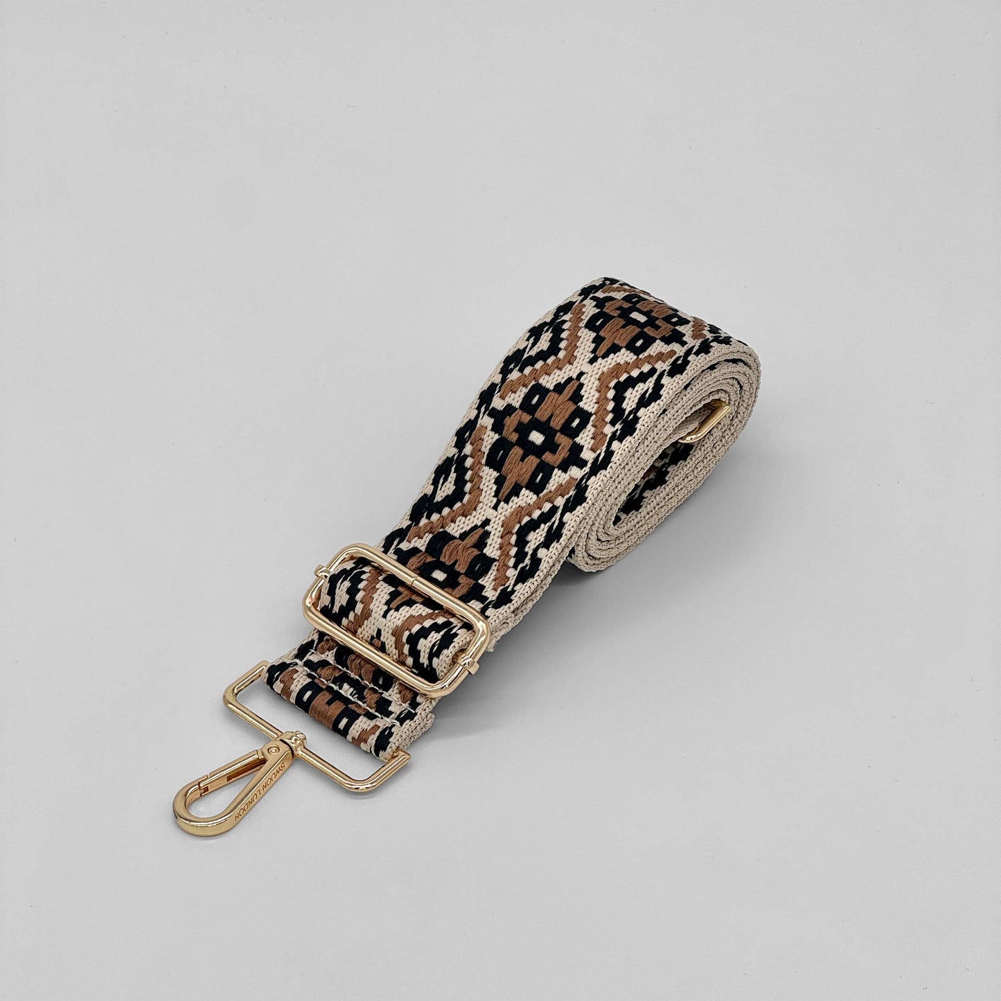 Brown & Black Woven Aztec Bag Strap - Swoon London