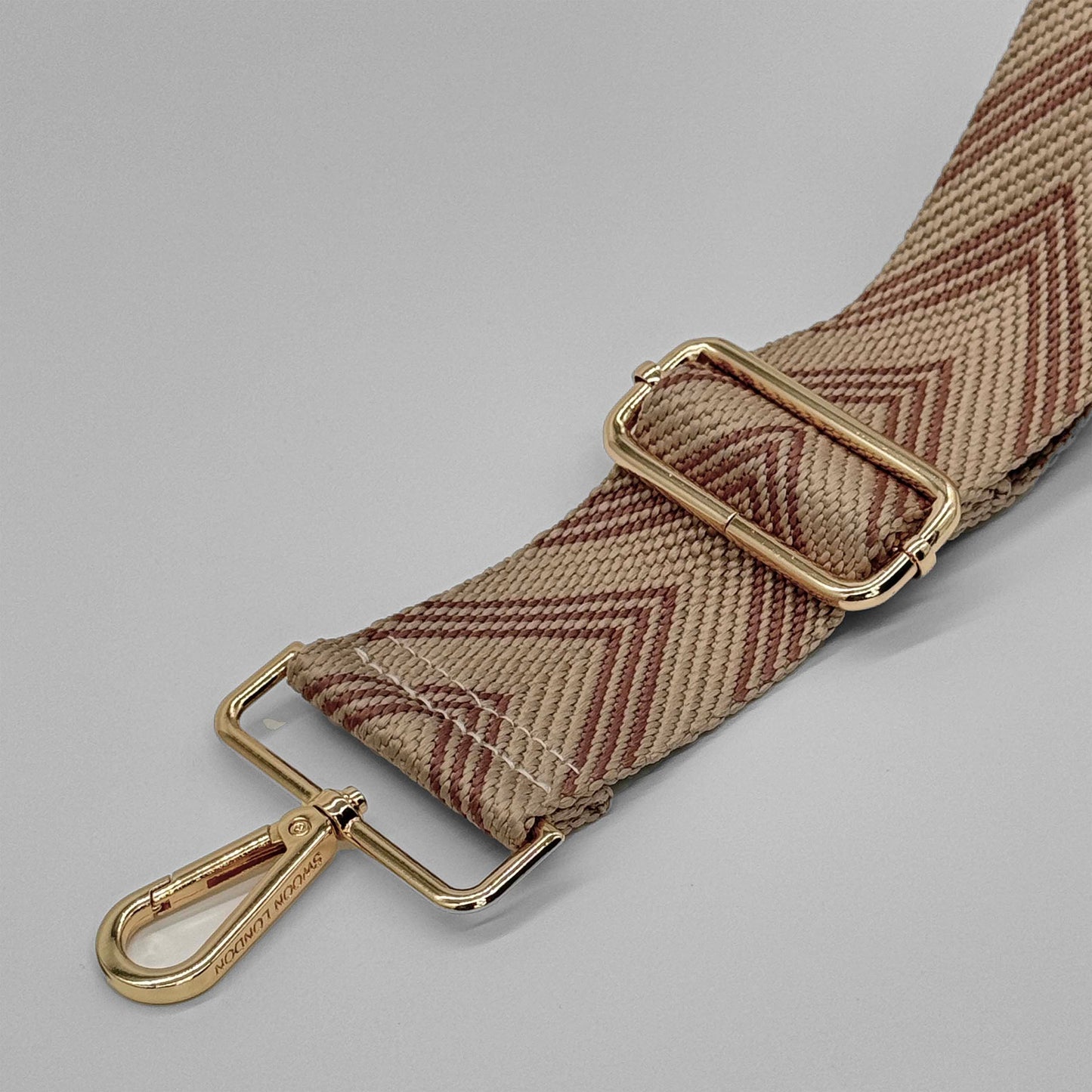 Dusky Rose Herringbone Bag Strap - Close Up - Swoon London