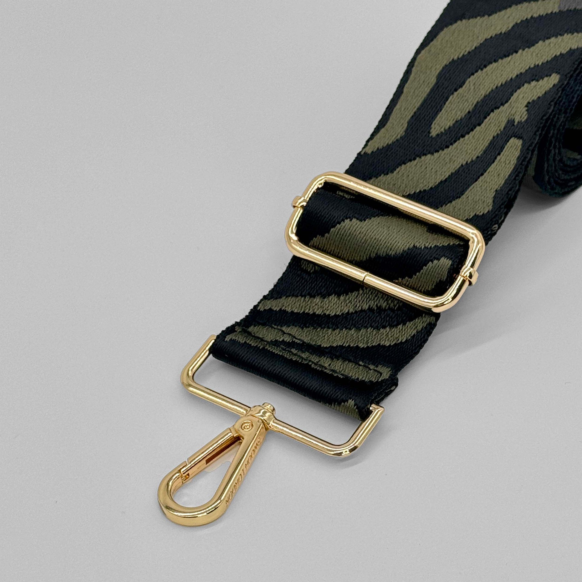Green & Black Zebra Bag Strap - Close Up