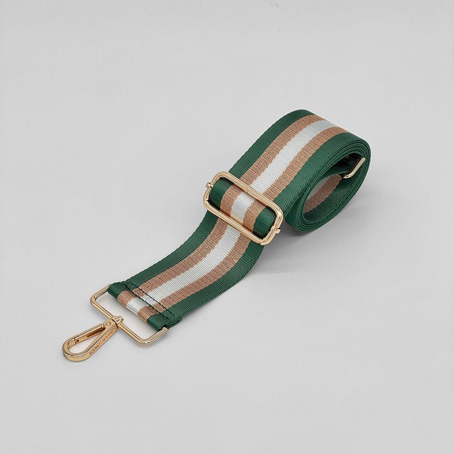 Green and Gold Metallic Stripe Bag Strap - Swoon London