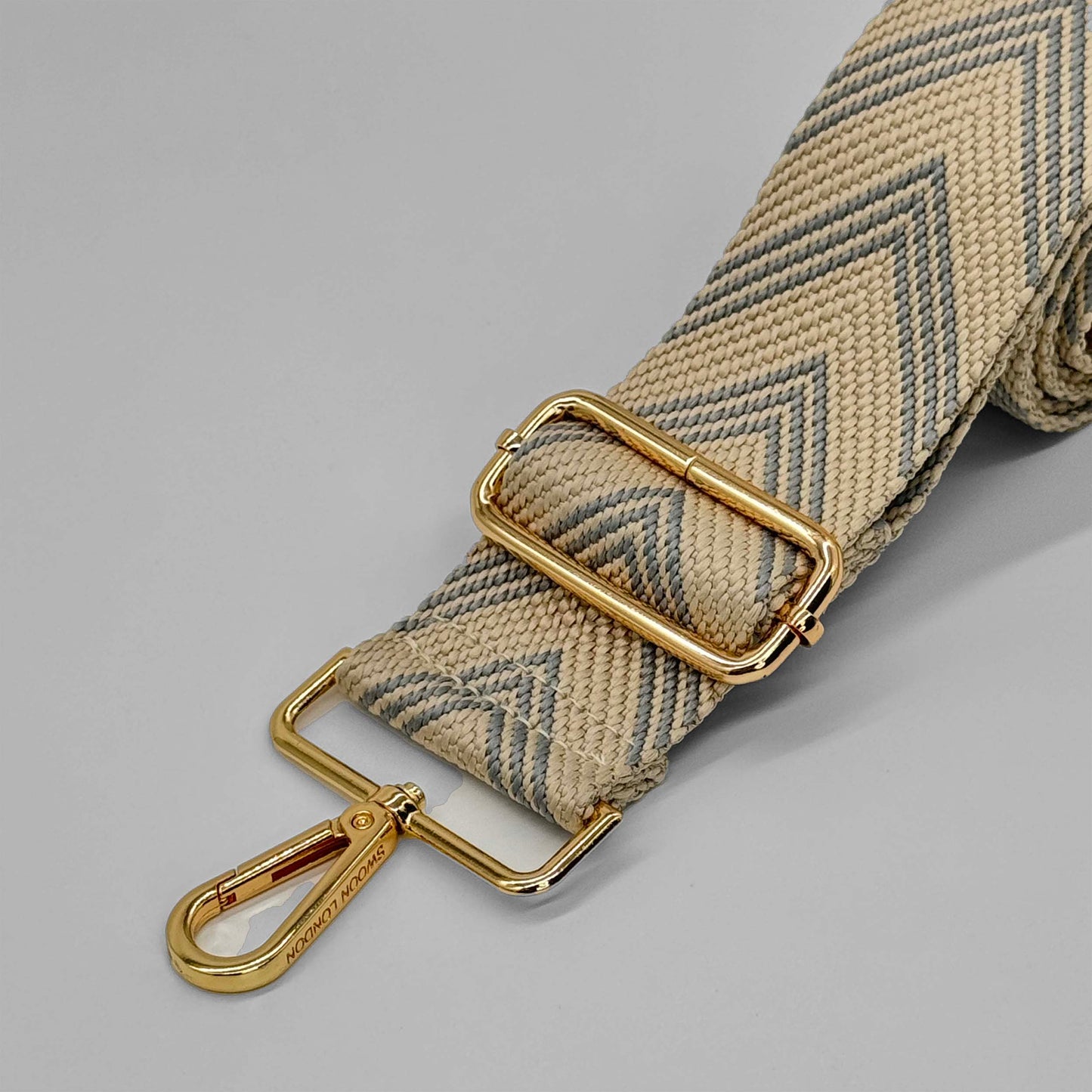 Grey Herringbone Bag Strap - Close Up - Swoon London