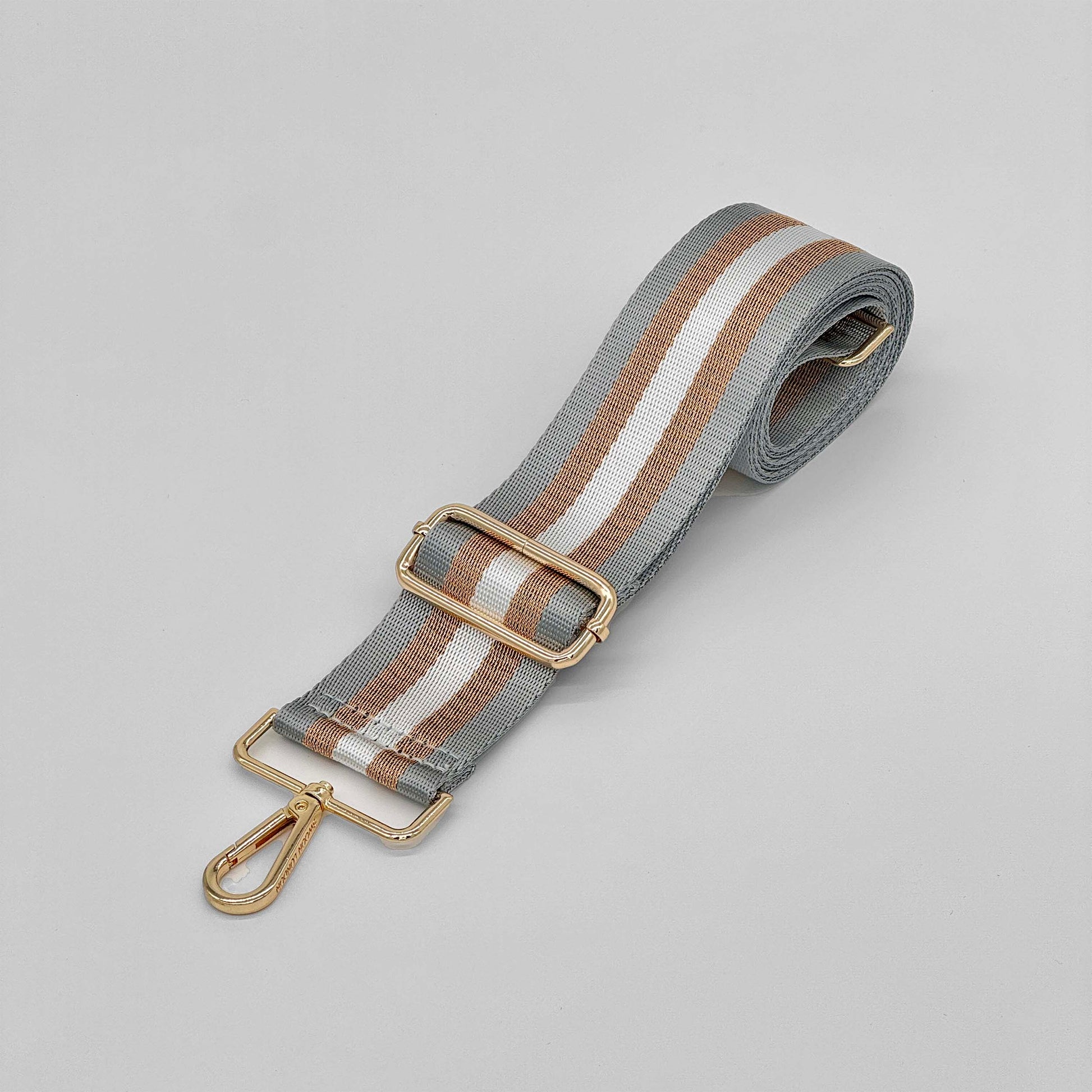 Grey & Gold Metallic Stripe Bag Strap - Swoon London