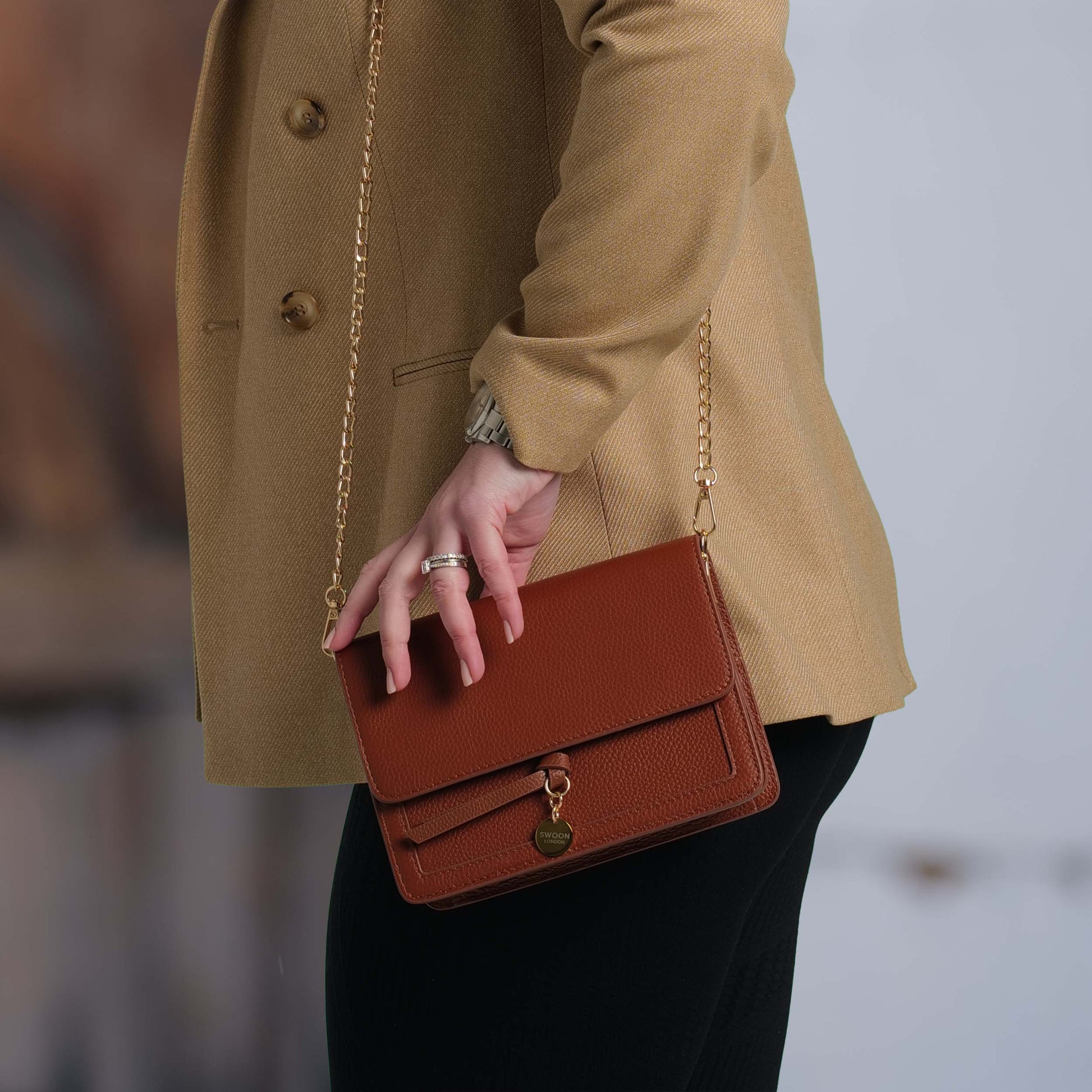 Harlan Leather Crossbody Bag in Tuscan Tan by Swoon London