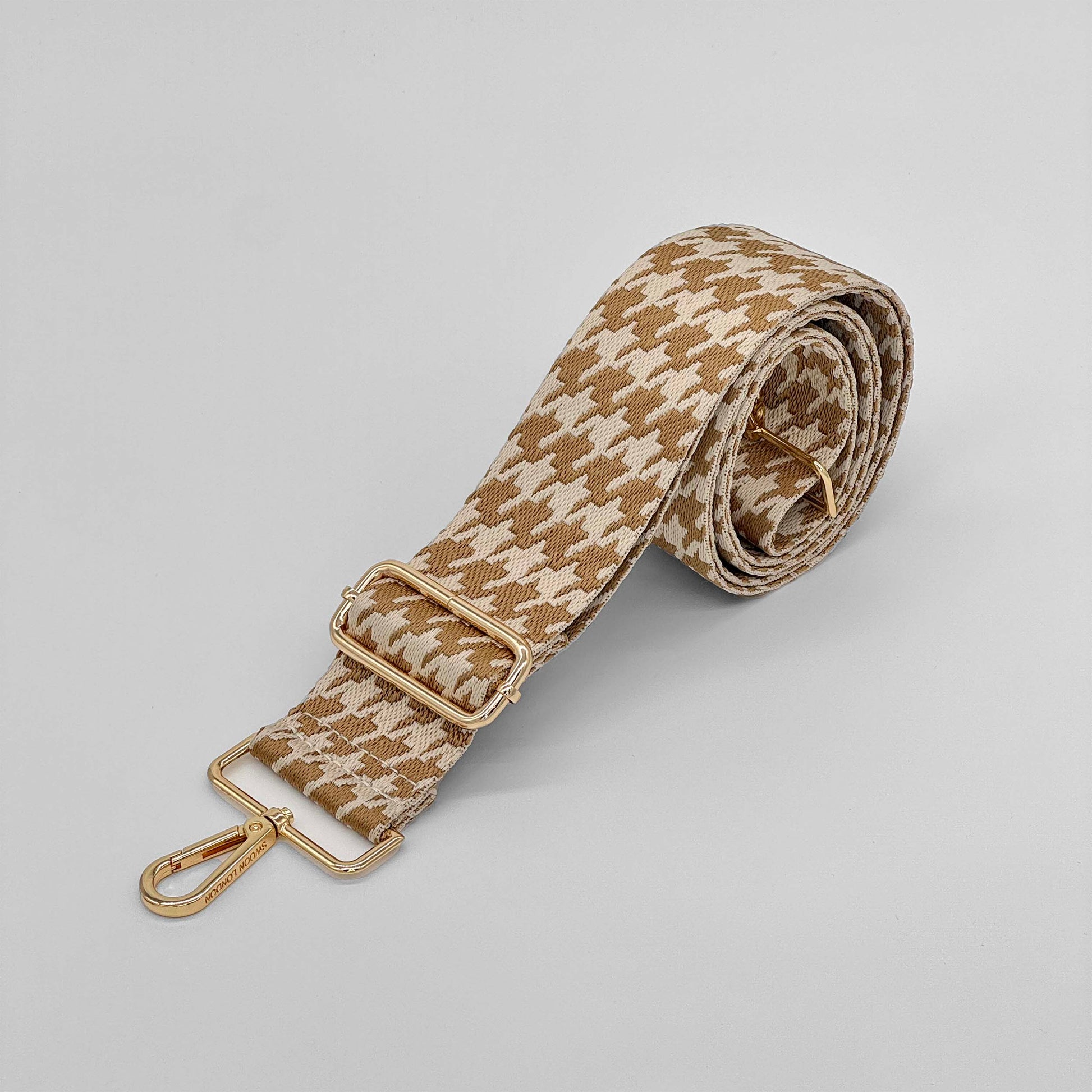 Mid Gold Houndstooth Bag Strap - Swoon London