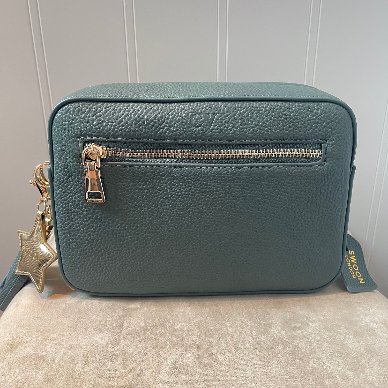 Personalised Stratford bag in Azure Green by Swoon London