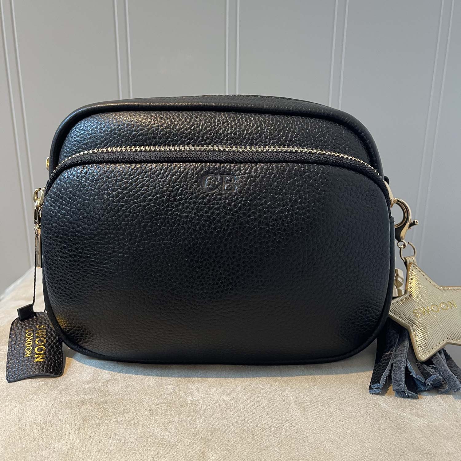 Personalised Downton bag in Midnight Black by Swoon London