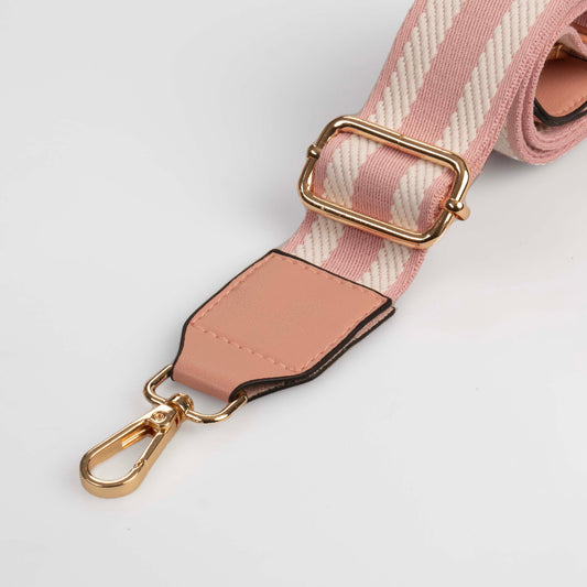 Pink Stripe Leather Tipped Crossbody Bag Strap - Swoon London