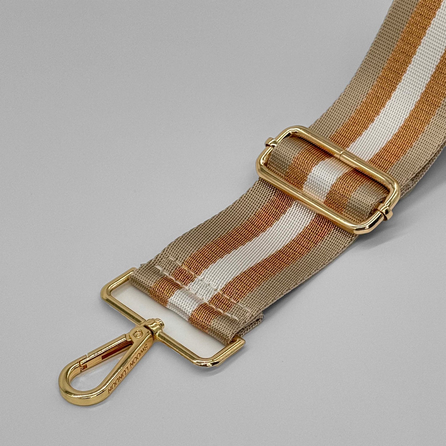 Stone & Gold Metallic Stripe Bag Strap - Close Up