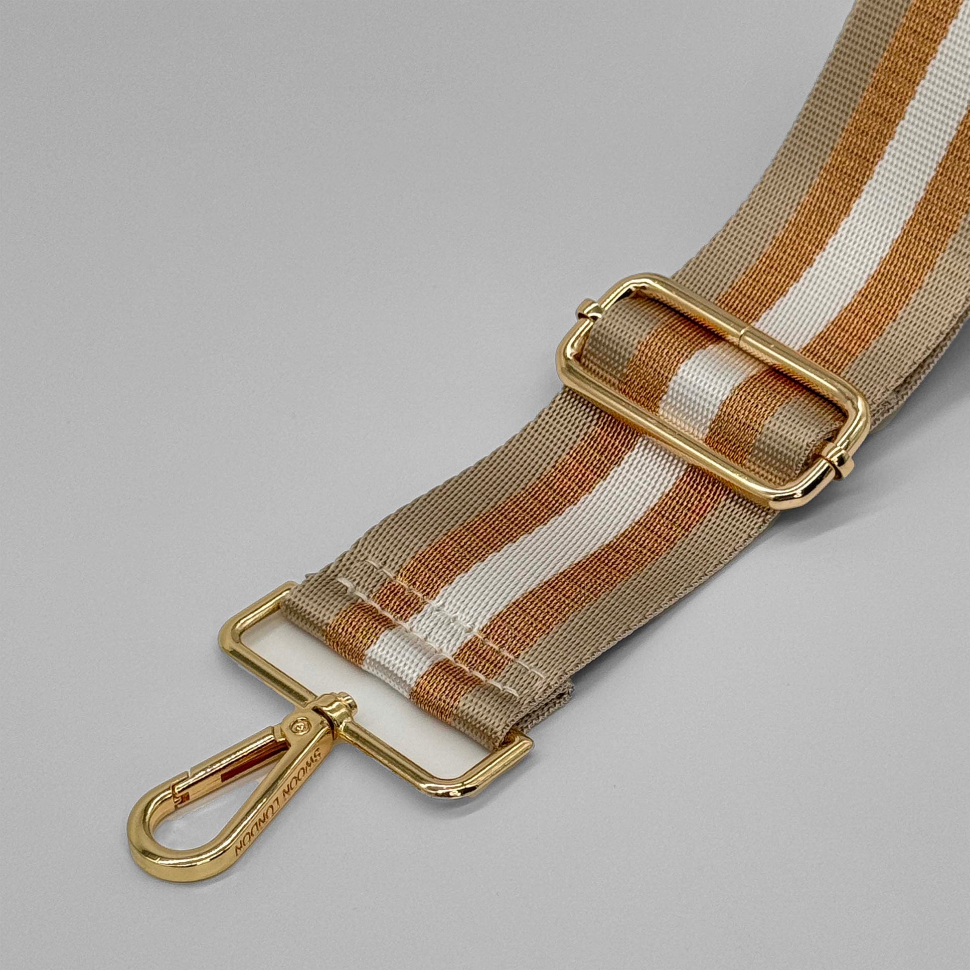Stone & Gold Metallic Stripe Bag Strap - Close Up