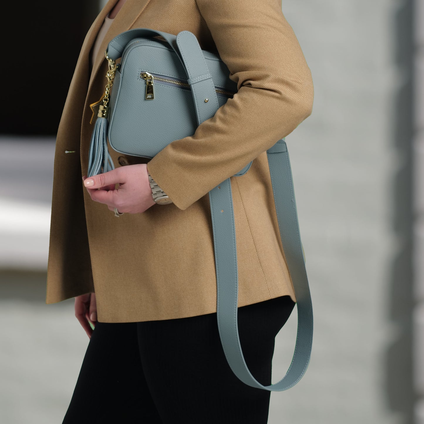 Stratford Leather Crossbody Bag in West Coast Blue by Swoon London