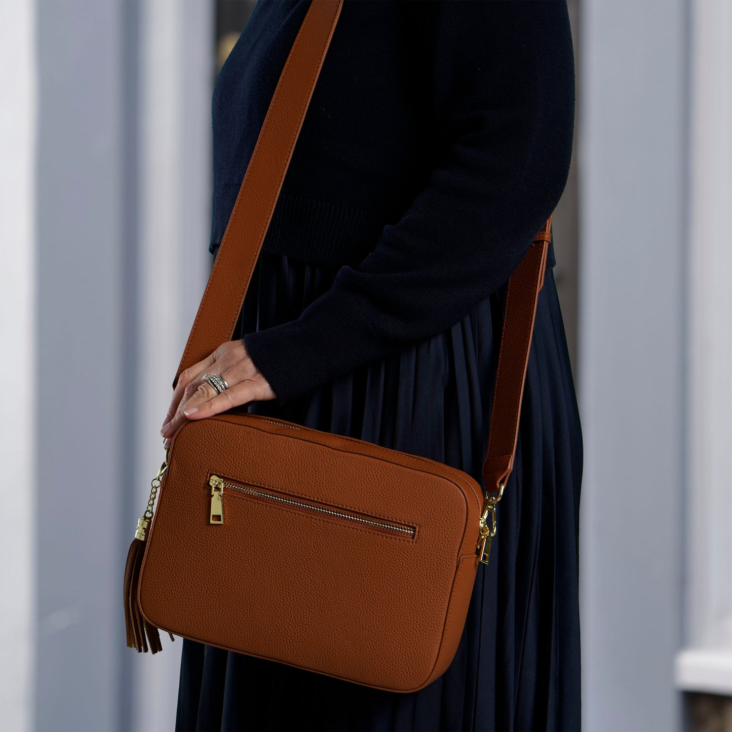 The Stratford XL Leather Crossbody Bag by Swoon London