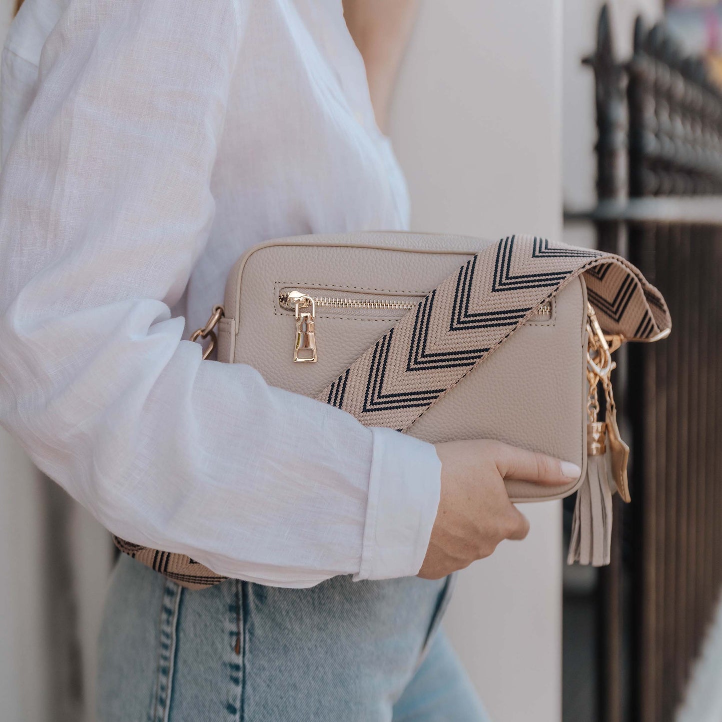 Stratford Leather Crossbody Bag by Swoon London in Calma Stone