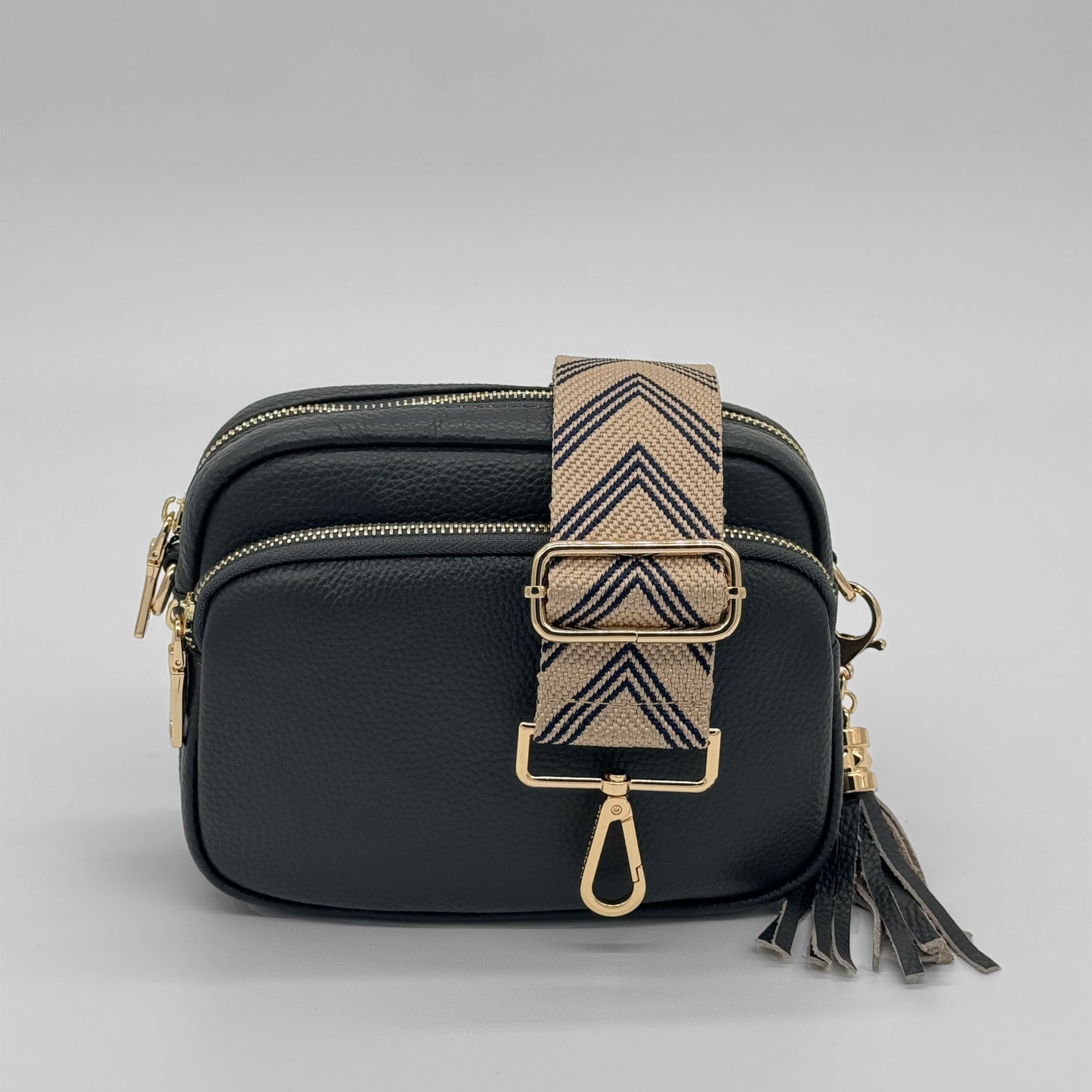 Swoon Bag with Navy Herringbone Bag Strap