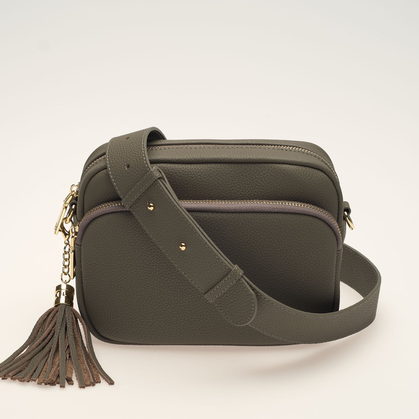 Downton Leather Crossbody Bag in Shark Grey by Swoon London