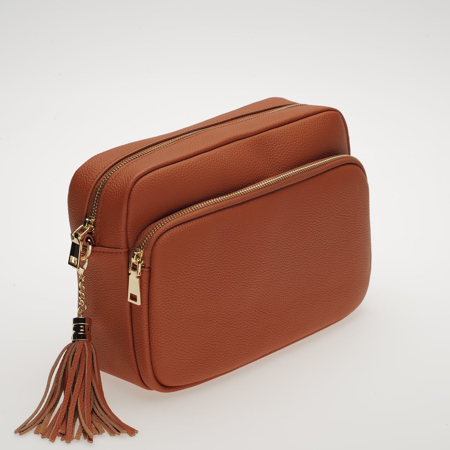 Large Leather Crossbody Bag - The Downton XL in Bronzed Tan by Swoon London