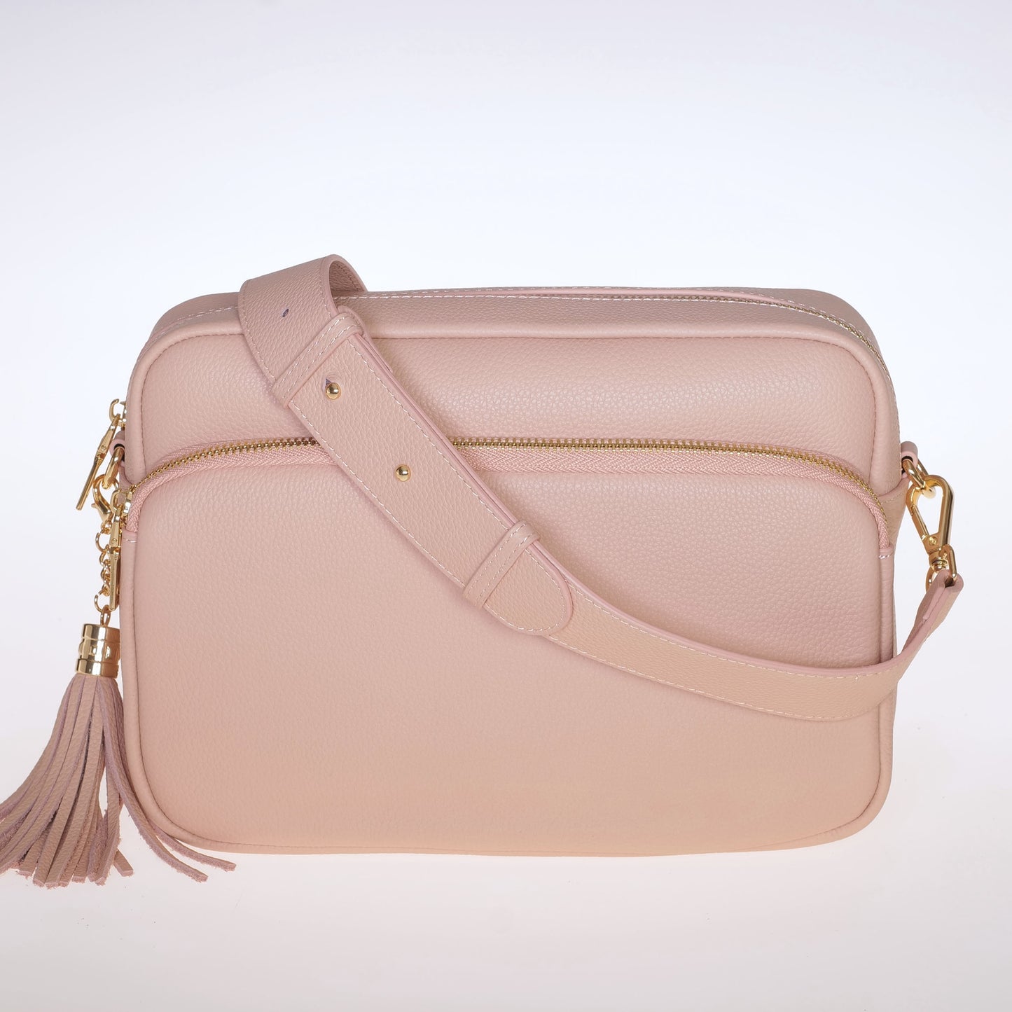 Large Pink Crossbody Bag with Matching Strap