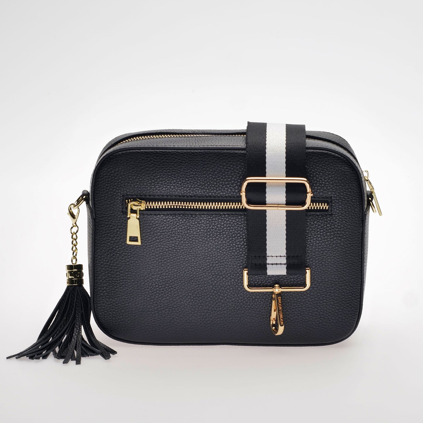 Black White Stripe Bag Strap by Swoon London