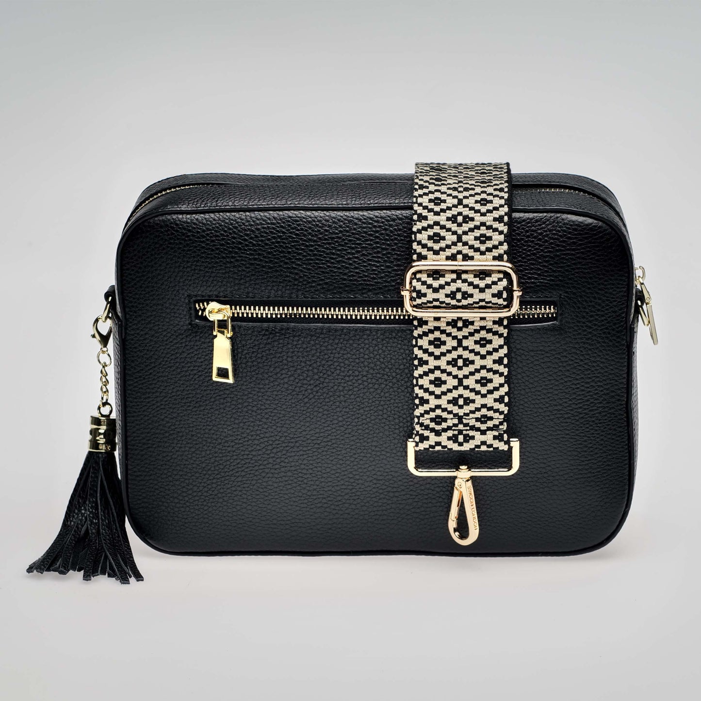 Stratford XL Leather Crossbody Bag in Midnight Black