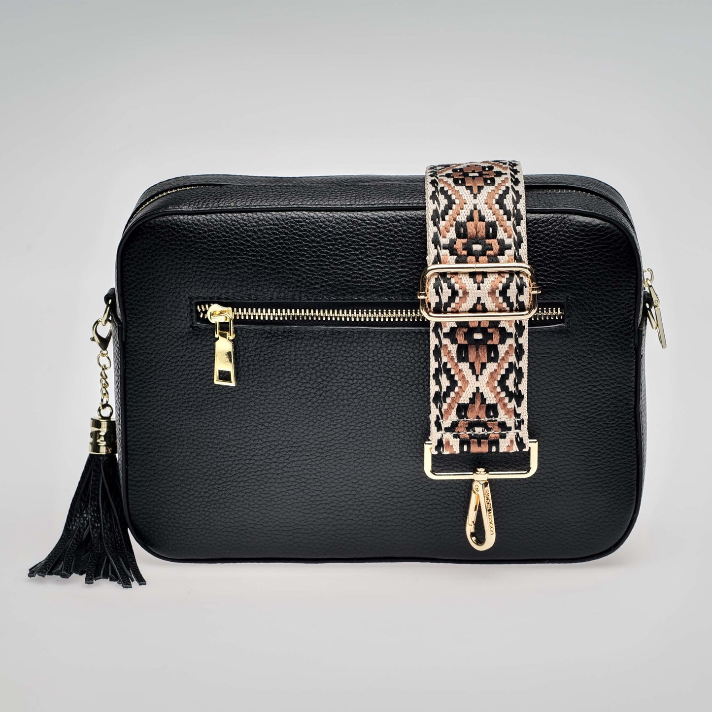 Stratford XL Leather Crossbody Bag in Midnight Black