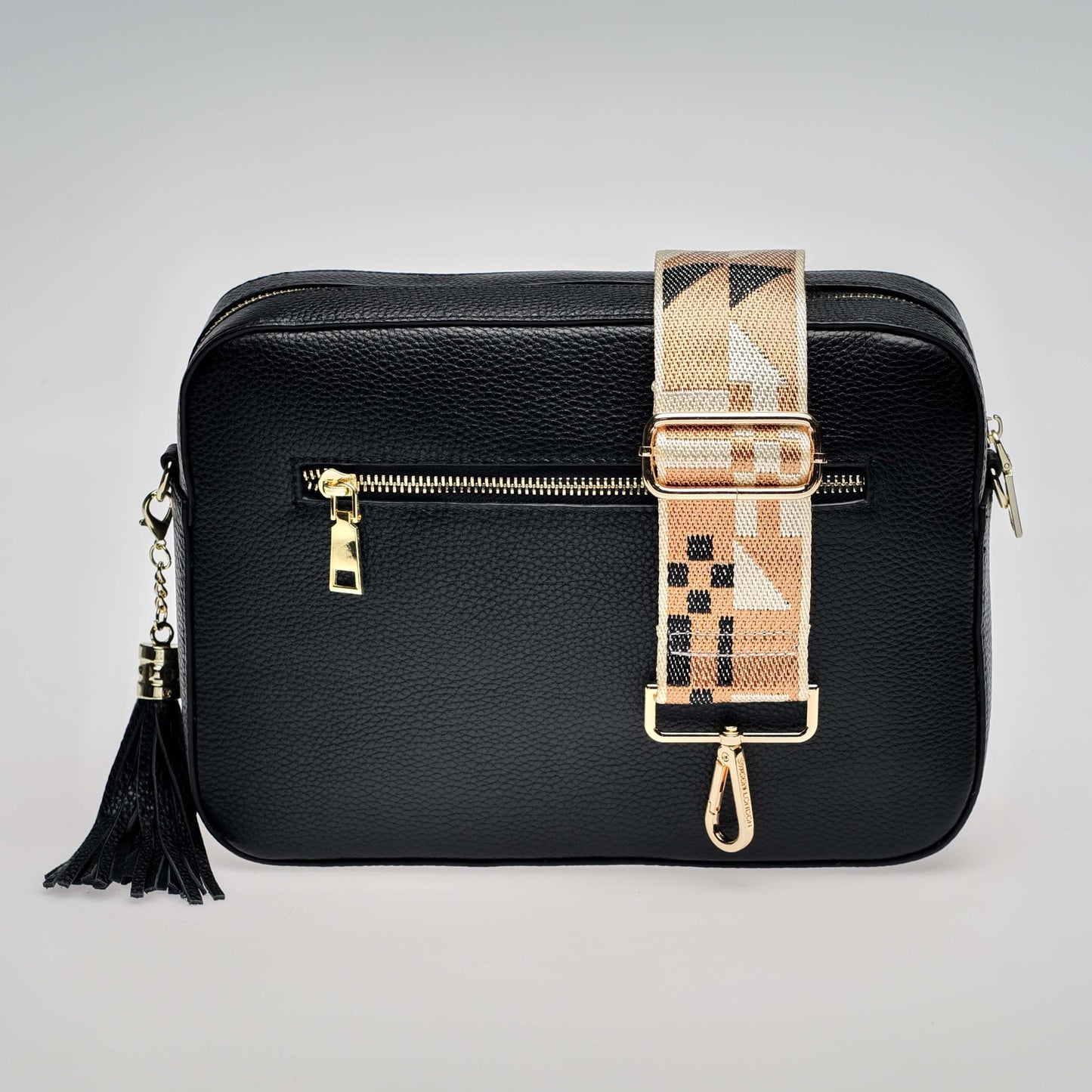 Stratford XL Leather Crossbody Bag in Midnight Black