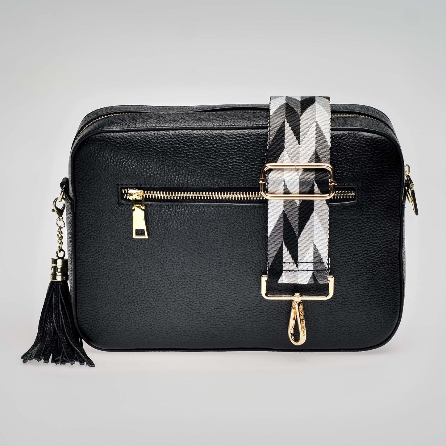 Stratford XL Leather Crossbody Bag in Midnight Black