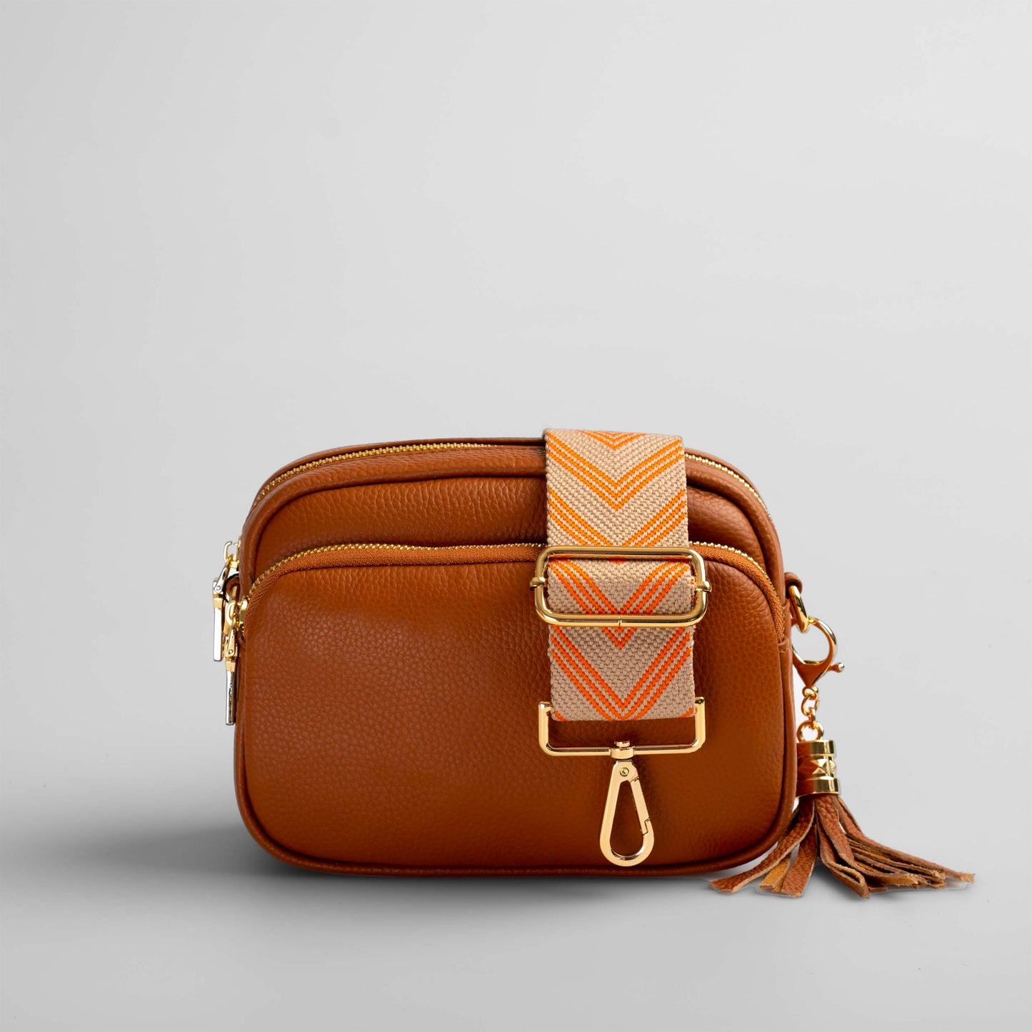 Downton Crossbody Bag in Bronzed Tan - Swoon London