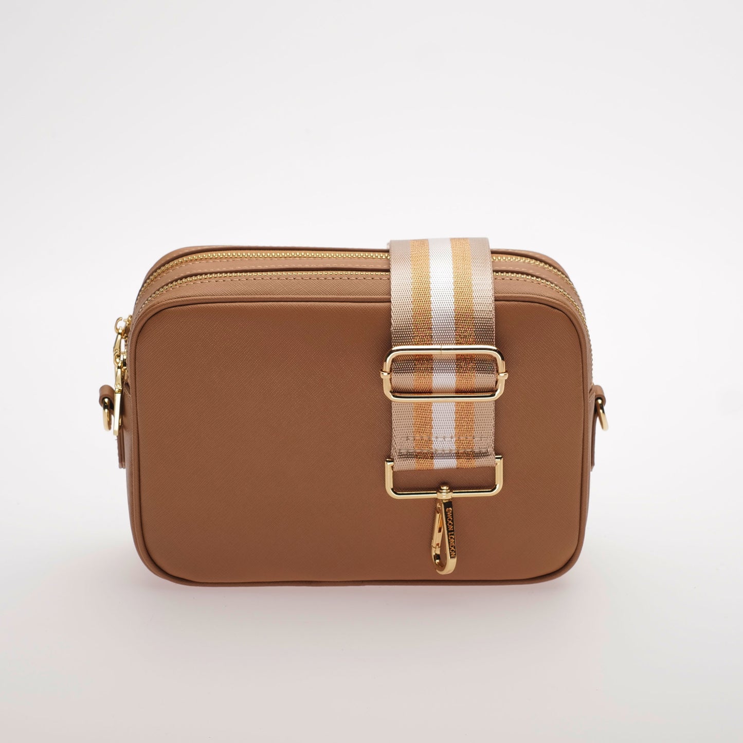 James Saffiano Leather Crossbody Bag in Dusky Rose Tan