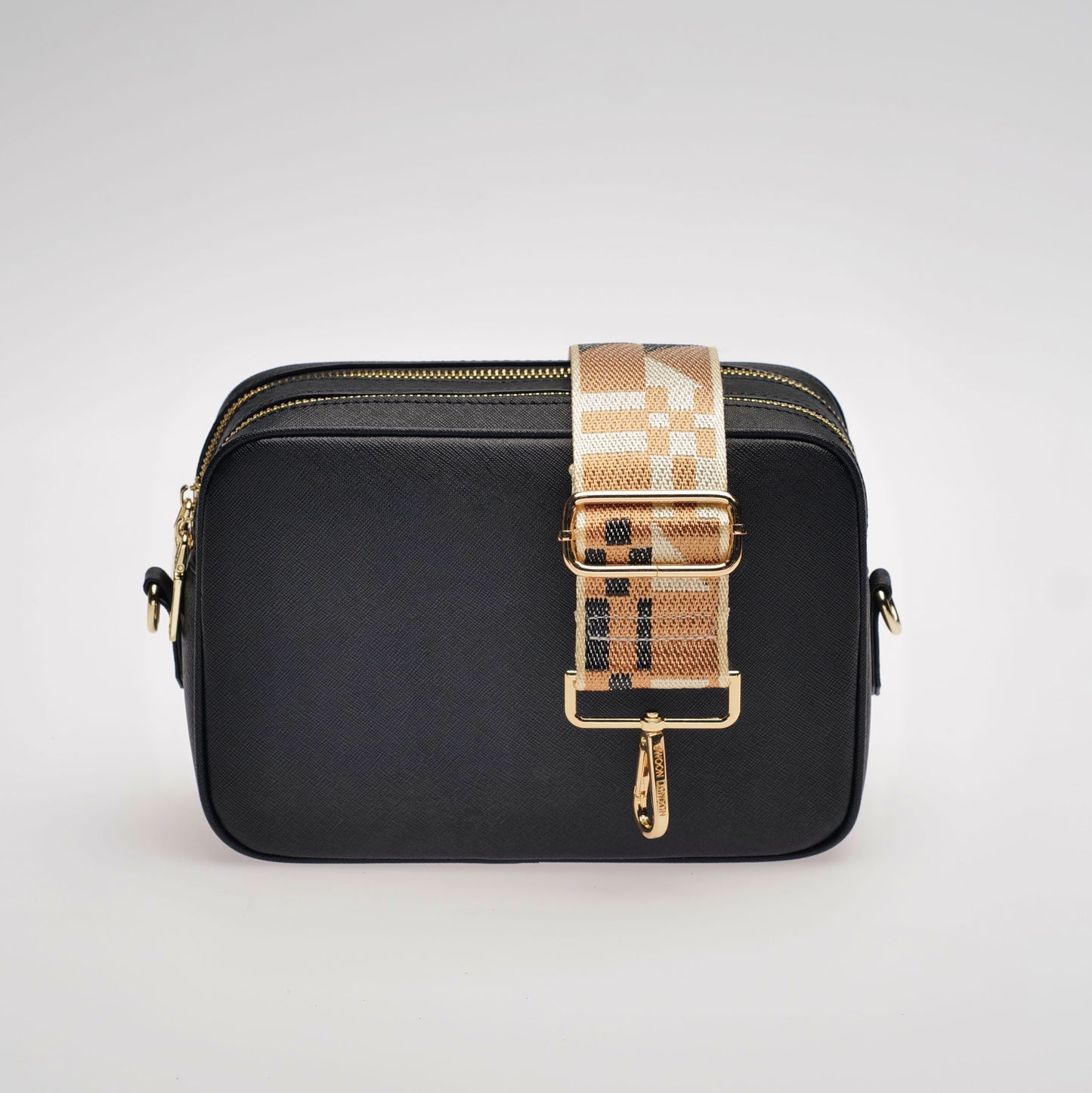 James Saffiano Leather Crossbody Bag in Midnight Black