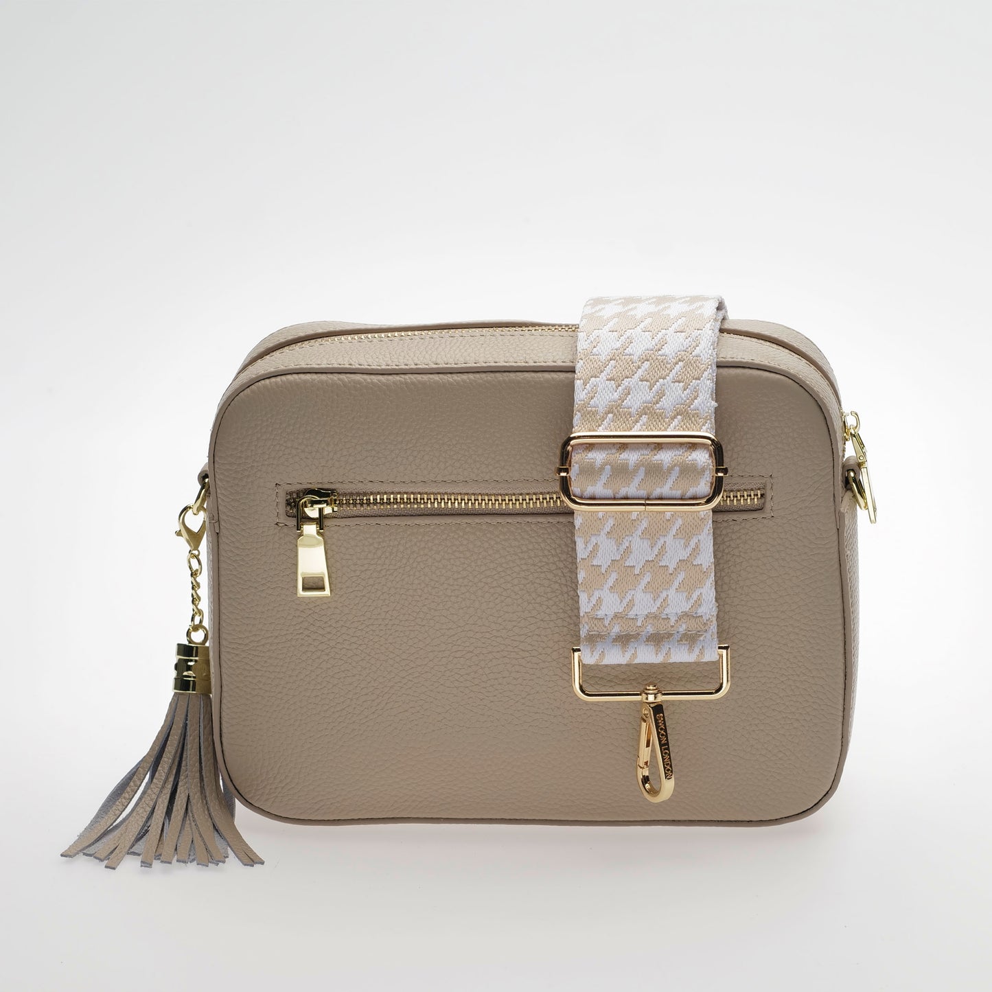 Beige Neutral Houndstooth Strap by Swoon London