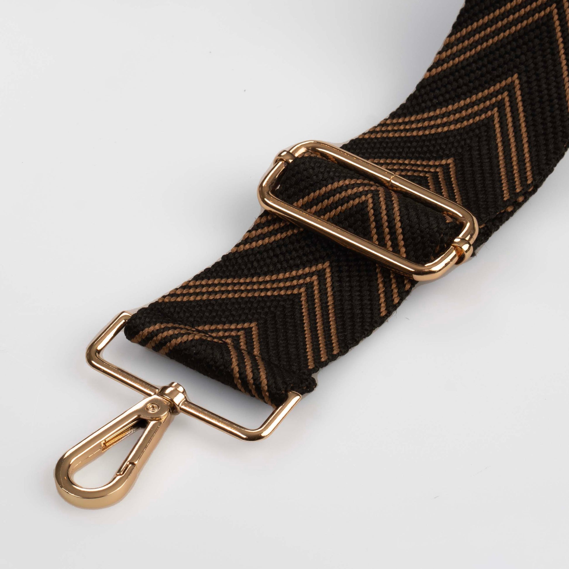 Tan Over Black Herringbone Bag Strap by Swoon London