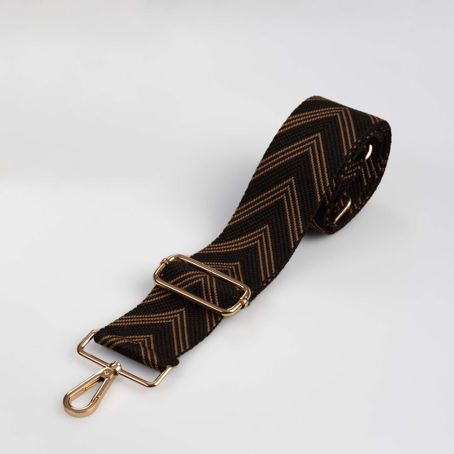 Tan Over Black Herringbone Crossbody Bag Strap - Swoon London