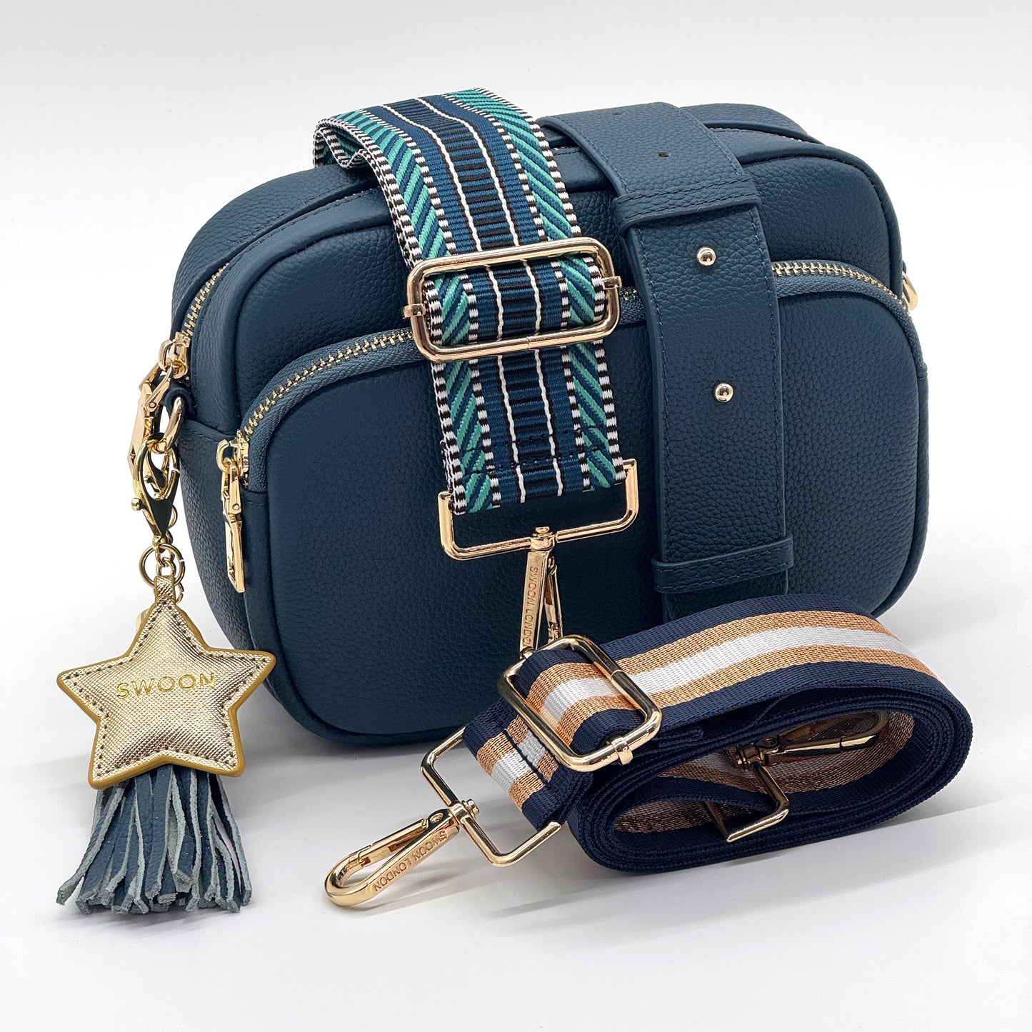 Denim leather crossbody bag set - Swoon London