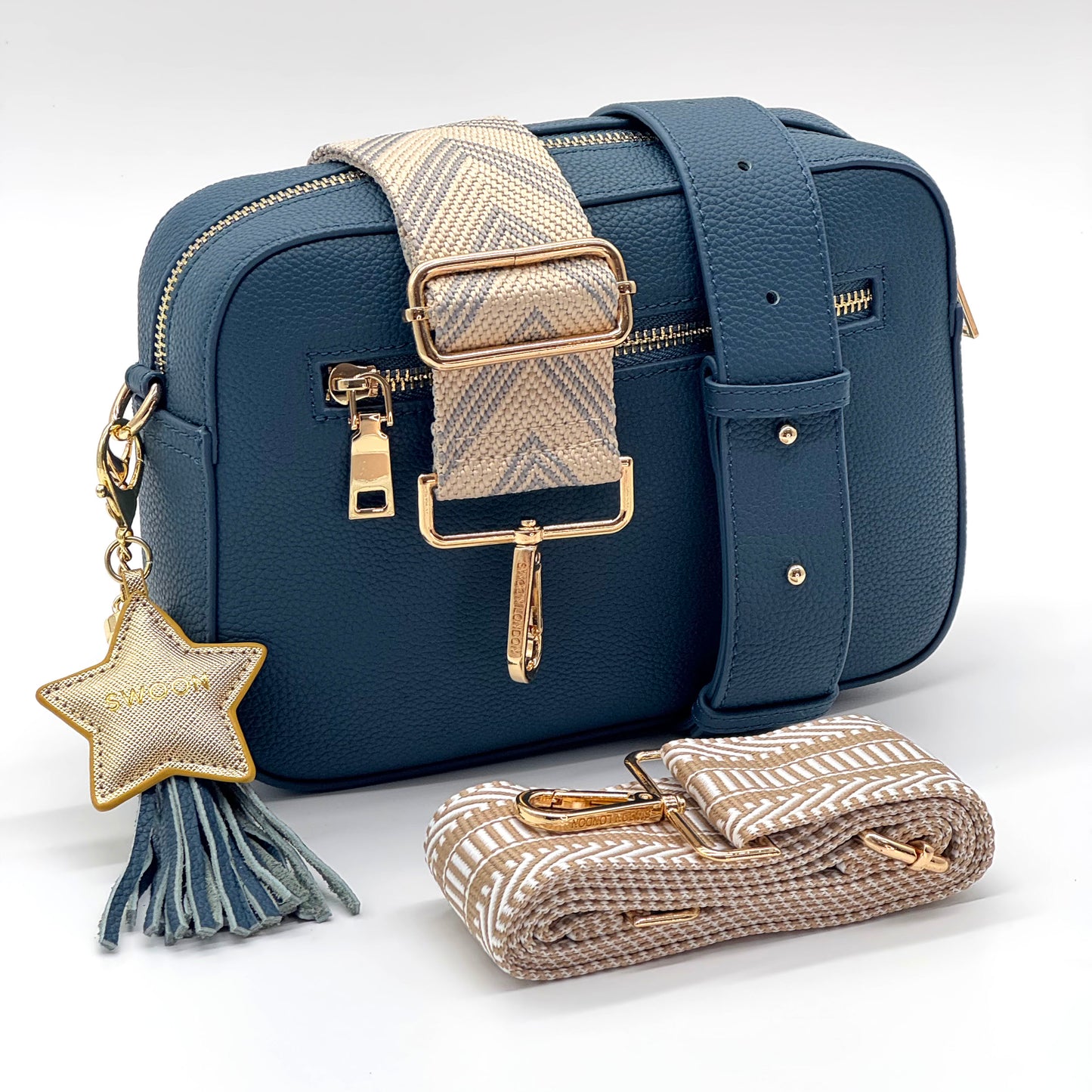 Denim Leather Bag Set - Swoon London