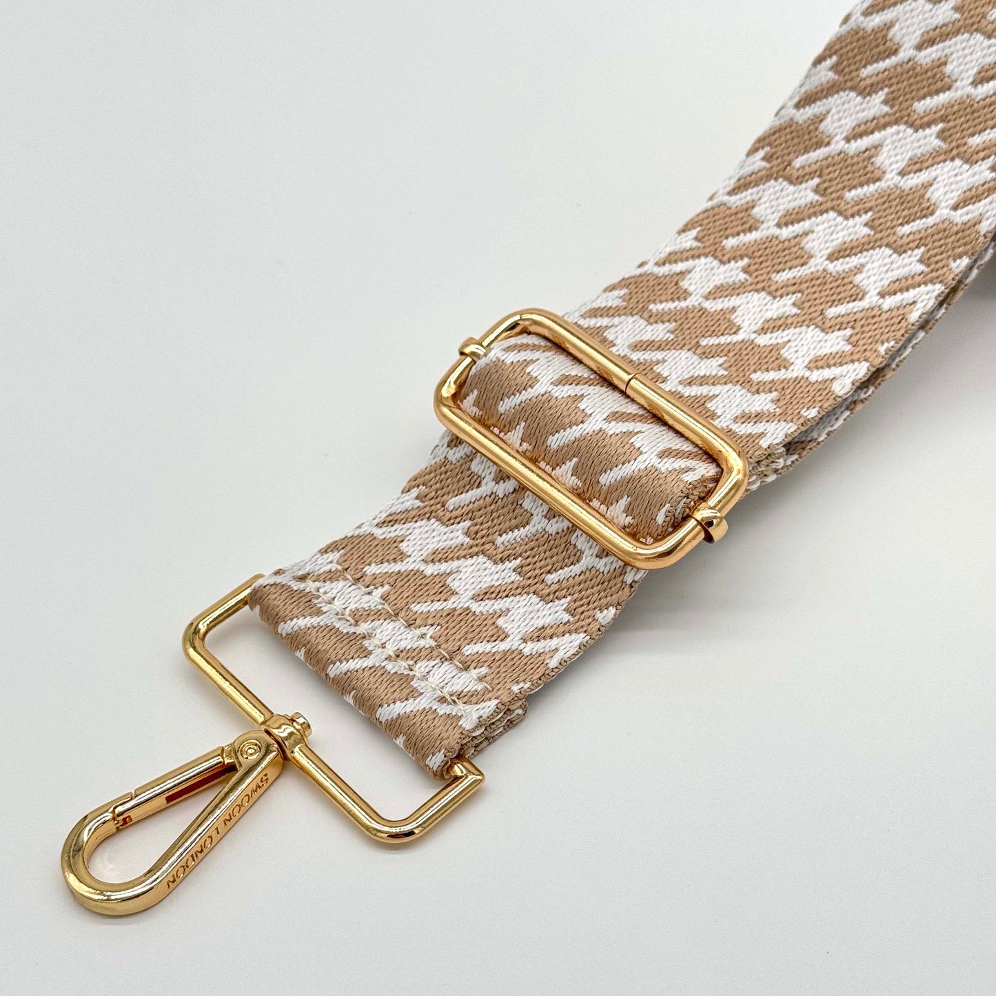 Beige Neutral Houndstooth Bag Strap