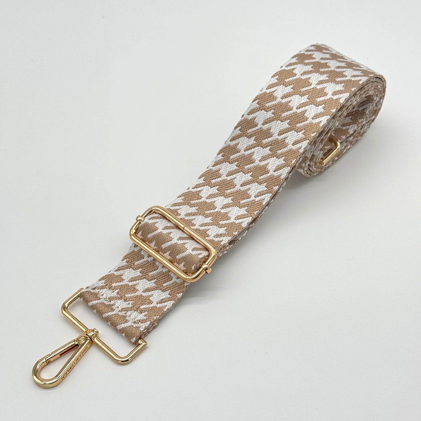 Beige Neutral Houndstooth Bag Strap