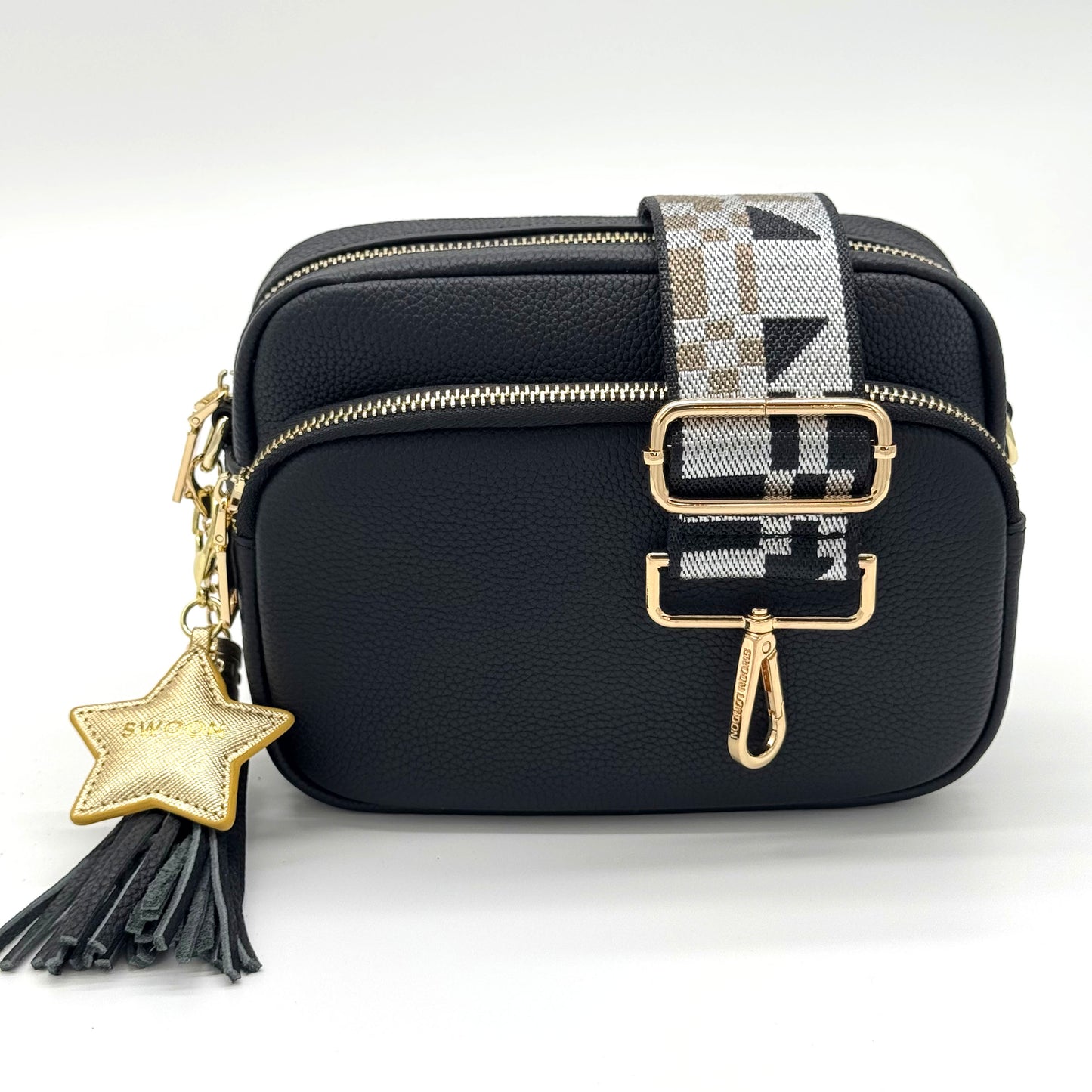 Black Abstract Bag Strap by Swoon London