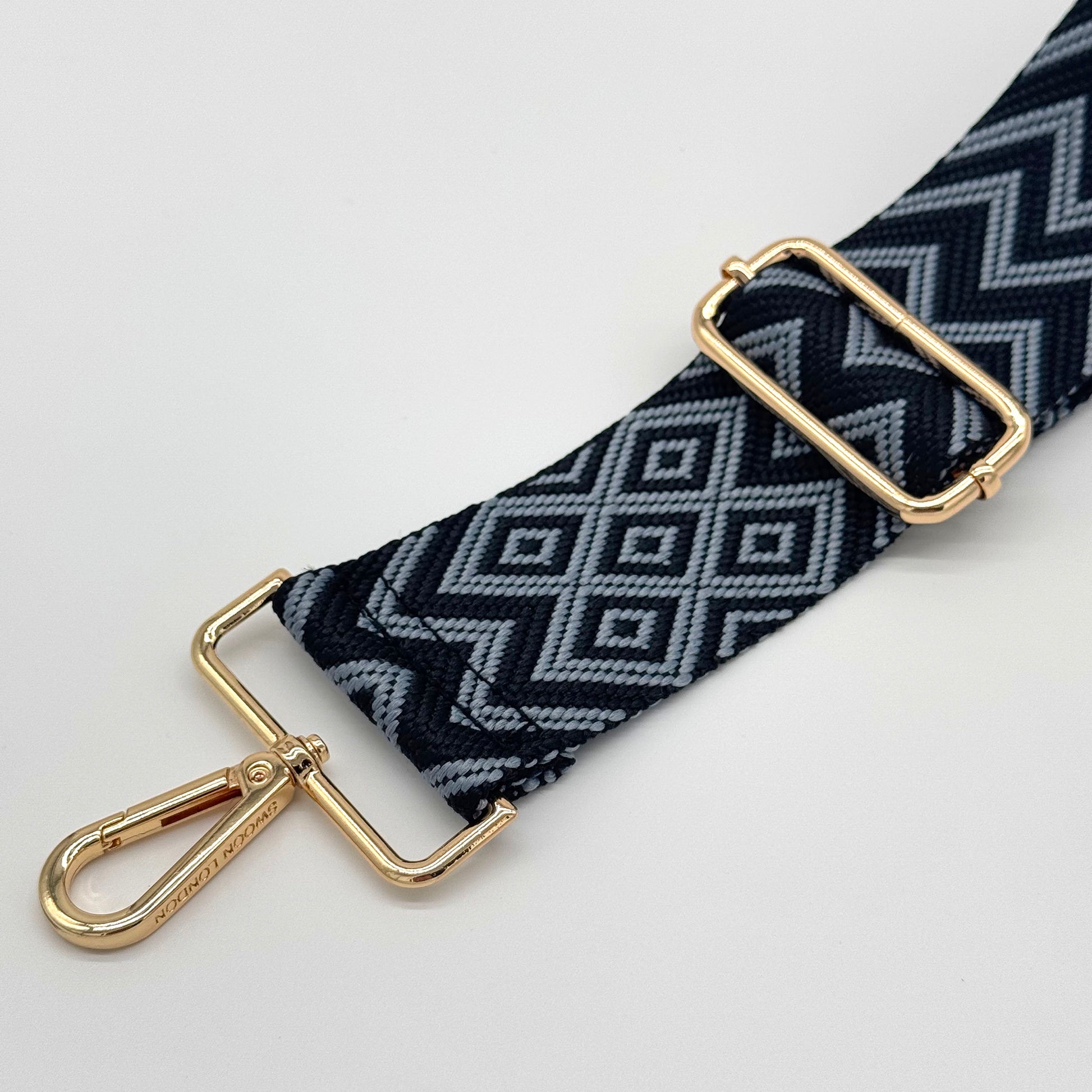 Black & Blue Zig Zag Crossbody Bag Strap by Swoon London