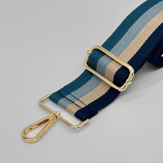 Blue Tones Stripe Bag Strap - Close Up