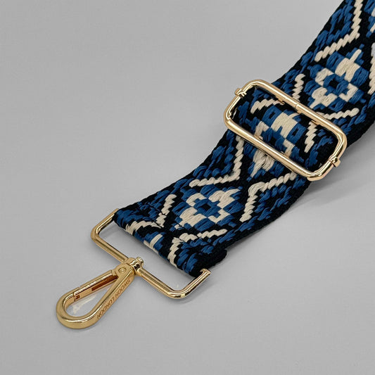 Blue Woven Aztec Bag Strap - Close Up