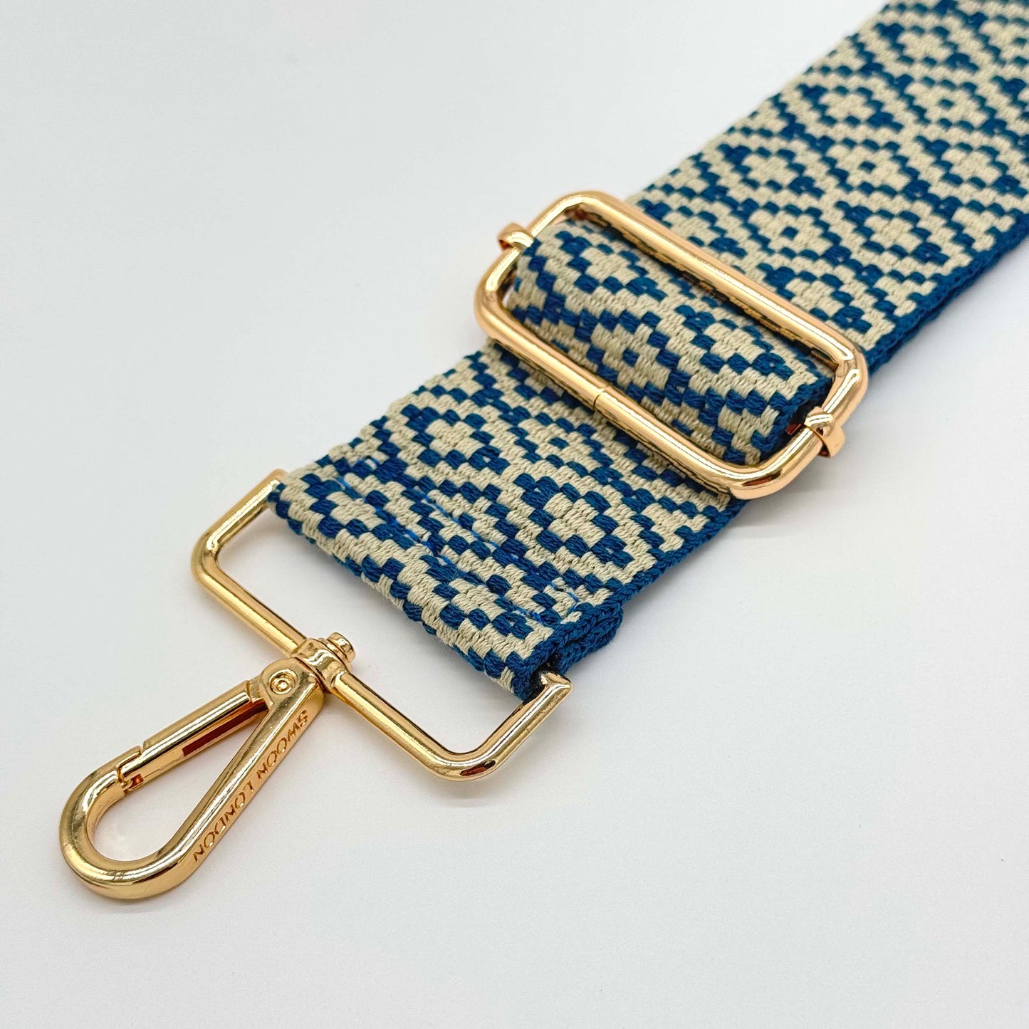 Blue & Stone Woven Mosaic Bag Strap by Swoon London