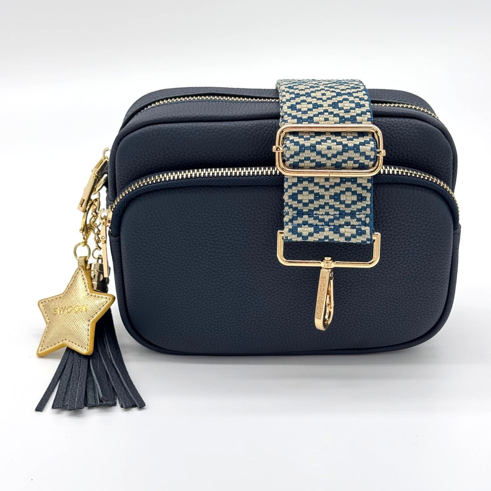 Blue & Stone Woven Mosaic Bag Strap by Swoon London