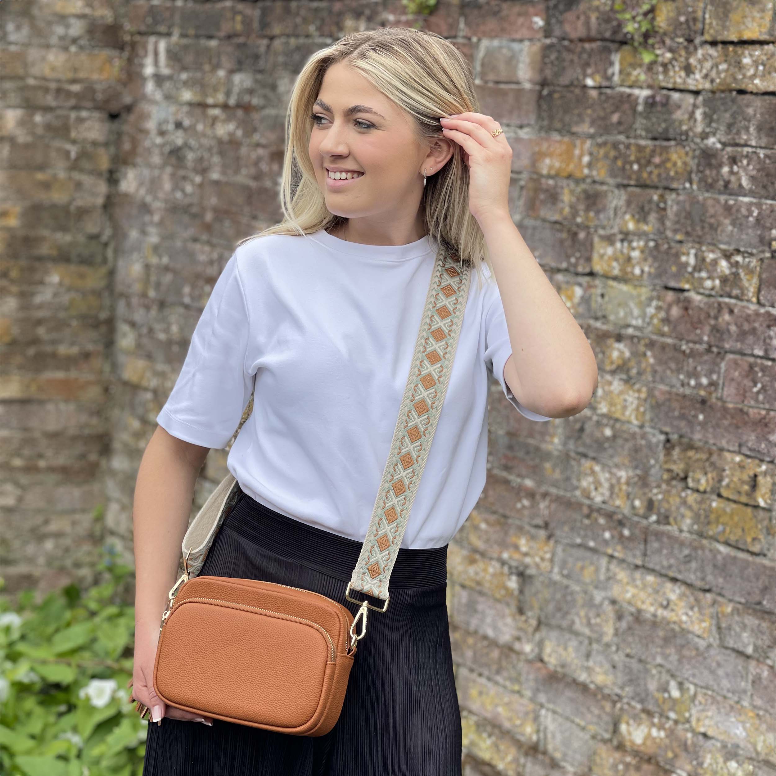 Ladies tan cross body bag sale