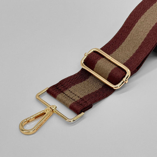 Brown Stripe Bag Strap - Close Up