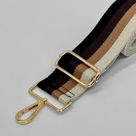Brown Tones Stripe Bag Strap - Close Up